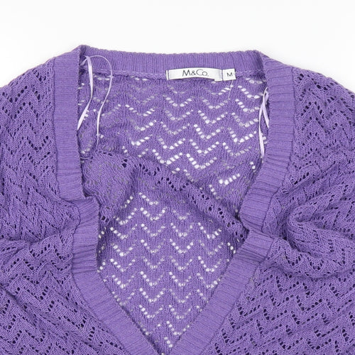 M&Co Womens Purple   Cardigan Jumper Size M