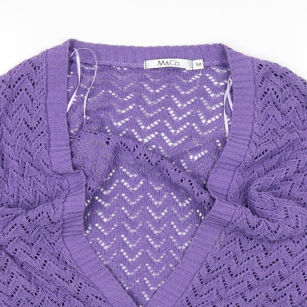 M&Co Womens Purple   Cardigan Jumper Size M