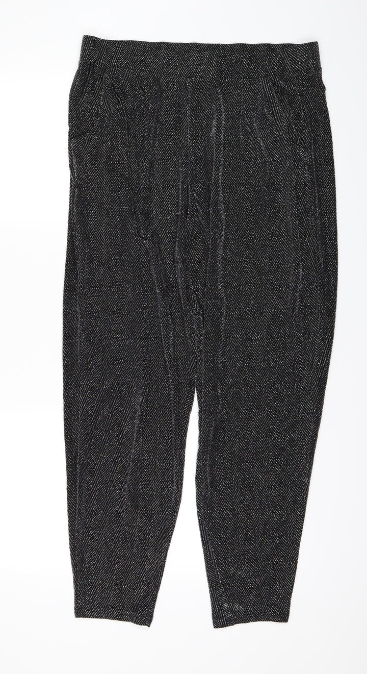 NEXT Womens Black Striped Trousers Size 12 L25 in