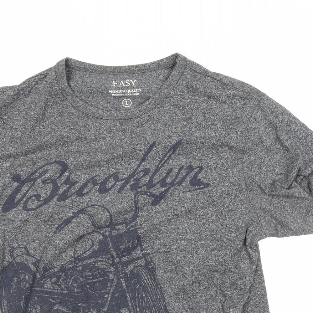 Easy Mens Grey    T-Shirt Size L