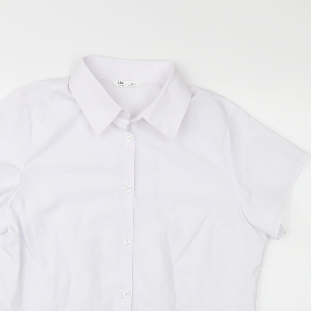 M&S Girls White   Basic Button-Up Size S