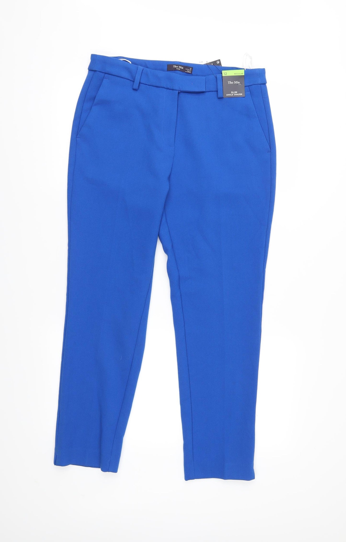M&S Womens Blue   Cropped Trousers Size 12 L26 in