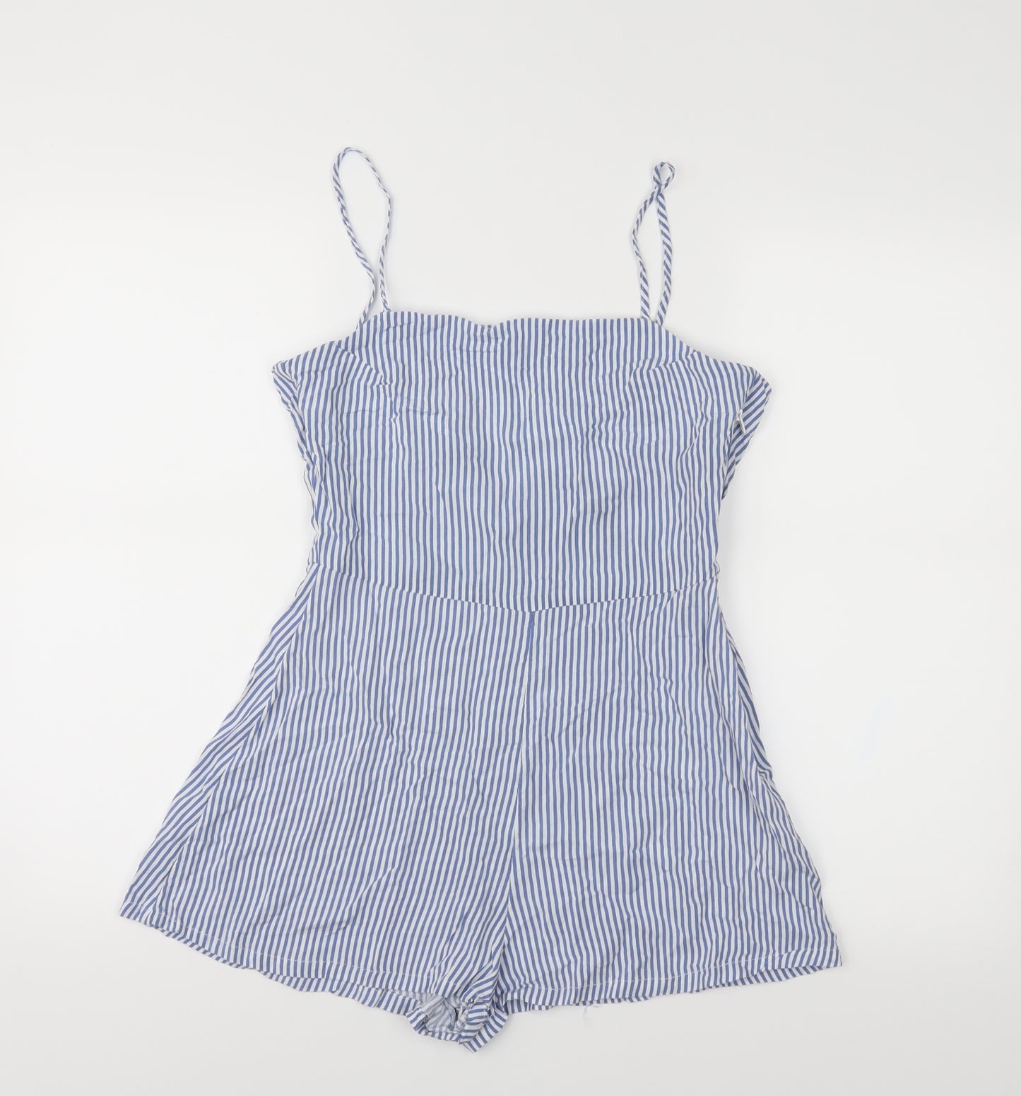 H&M Womens Blue Striped  Romper One-Piece Size 10