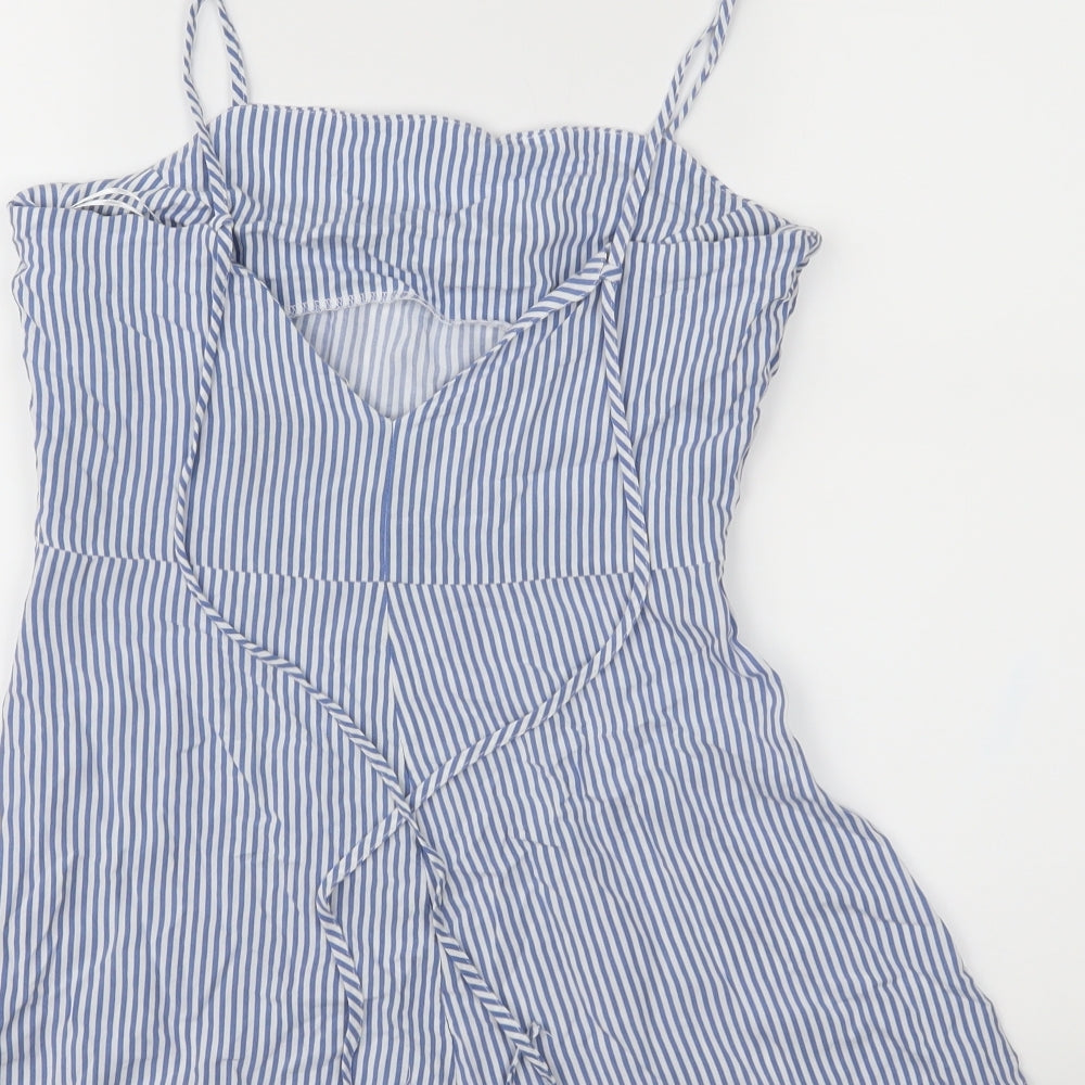 H&M Womens Blue Striped  Romper One-Piece Size 10