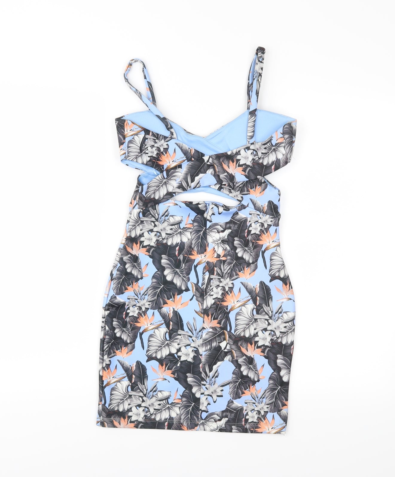 Preworn Womens Blue Floral  Bodycon  Size 8