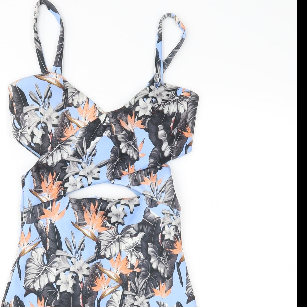 Preworn Womens Blue Floral  Bodycon  Size 8