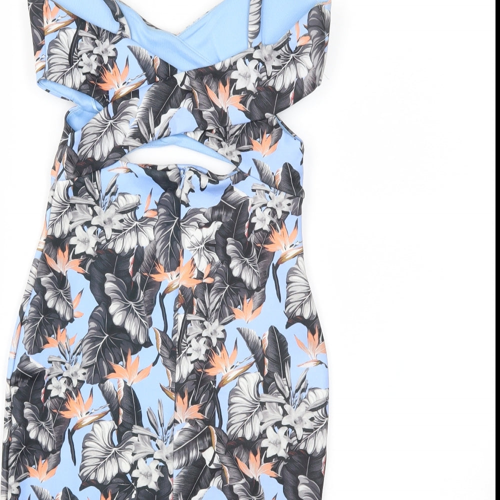 Preworn Womens Blue Floral  Bodycon  Size 8