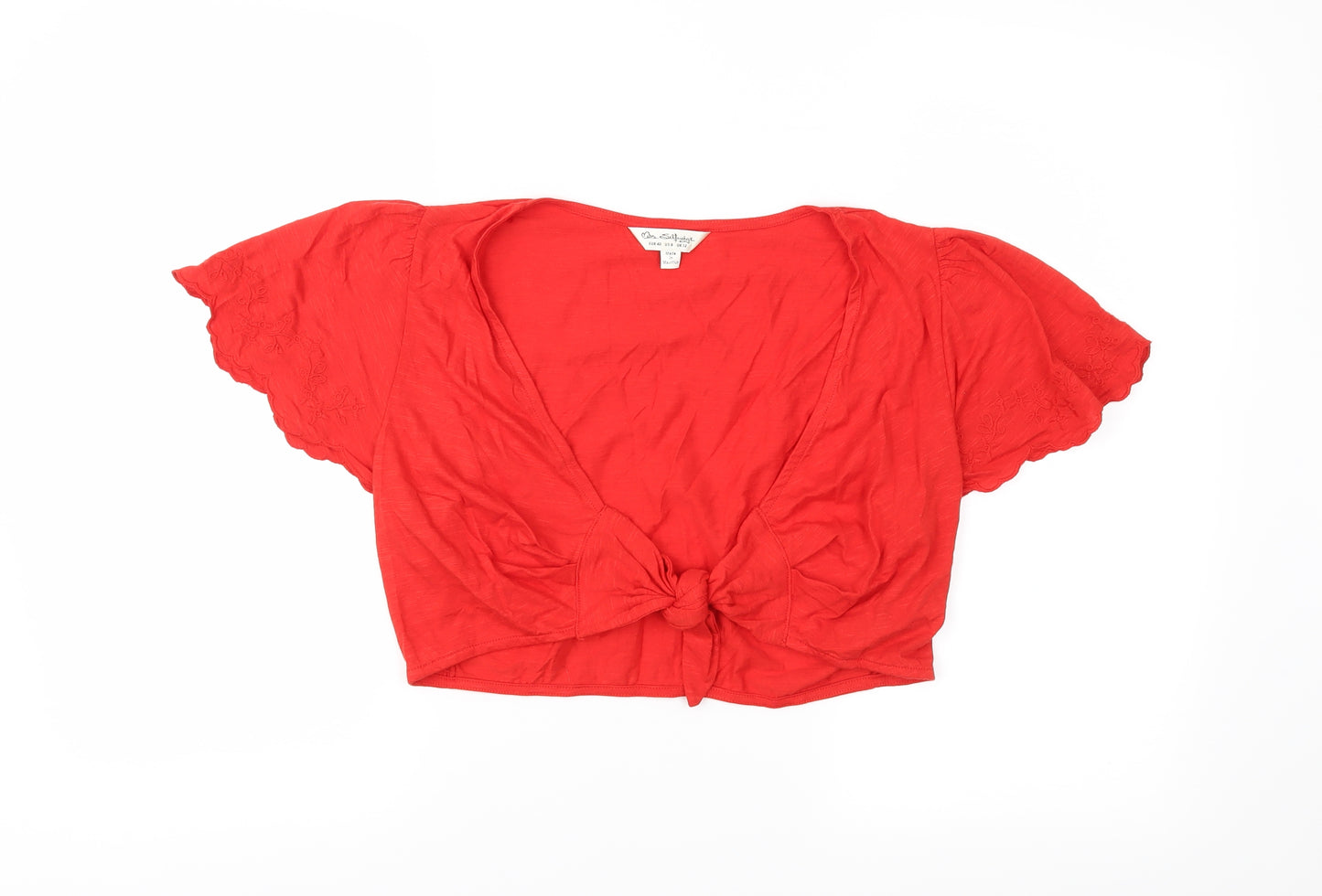 Miss Selfridge Womens Red   Cropped T-Shirt Size 12