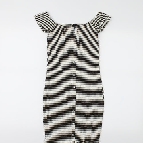 River Island Womens Beige Striped  Bodycon  Size 6