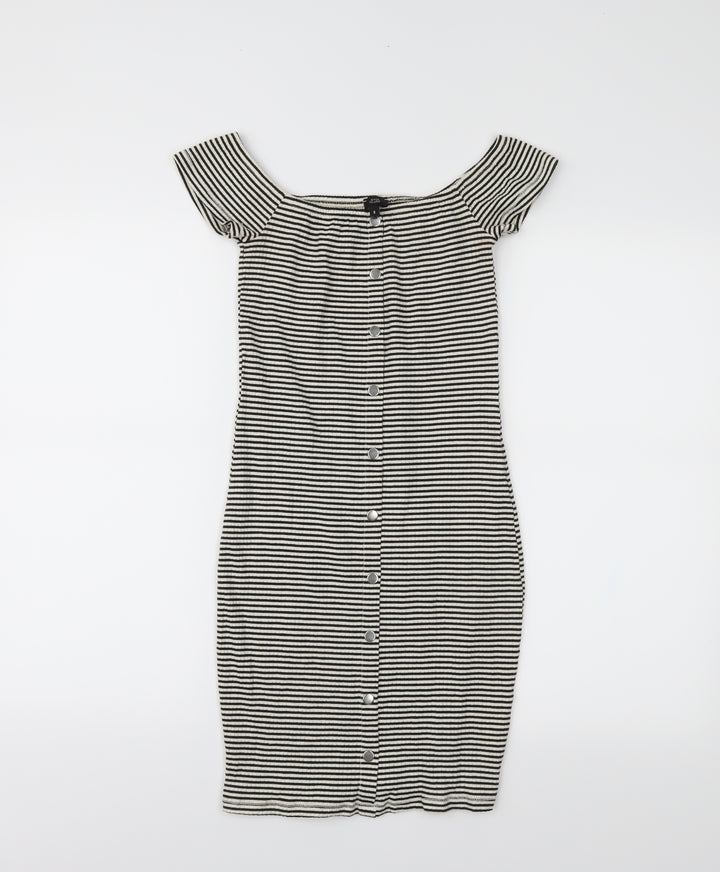 River Island Womens Beige Striped  Bodycon  Size 6