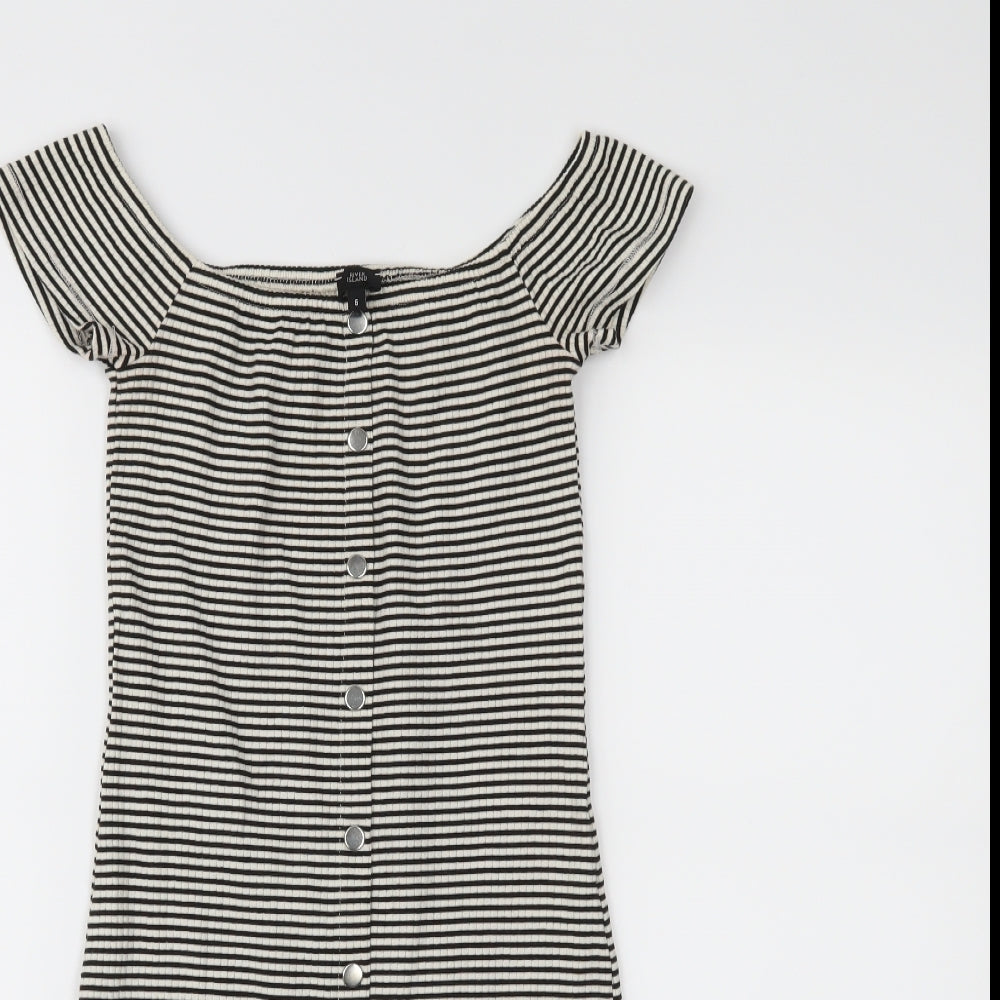 River Island Womens Beige Striped  Bodycon  Size 6