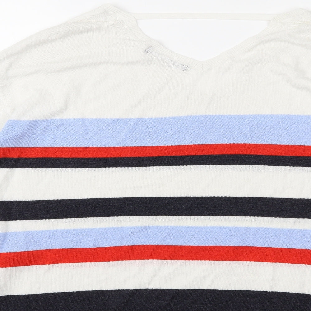 M&S Womens White Striped  Pullover Jumper Size 12