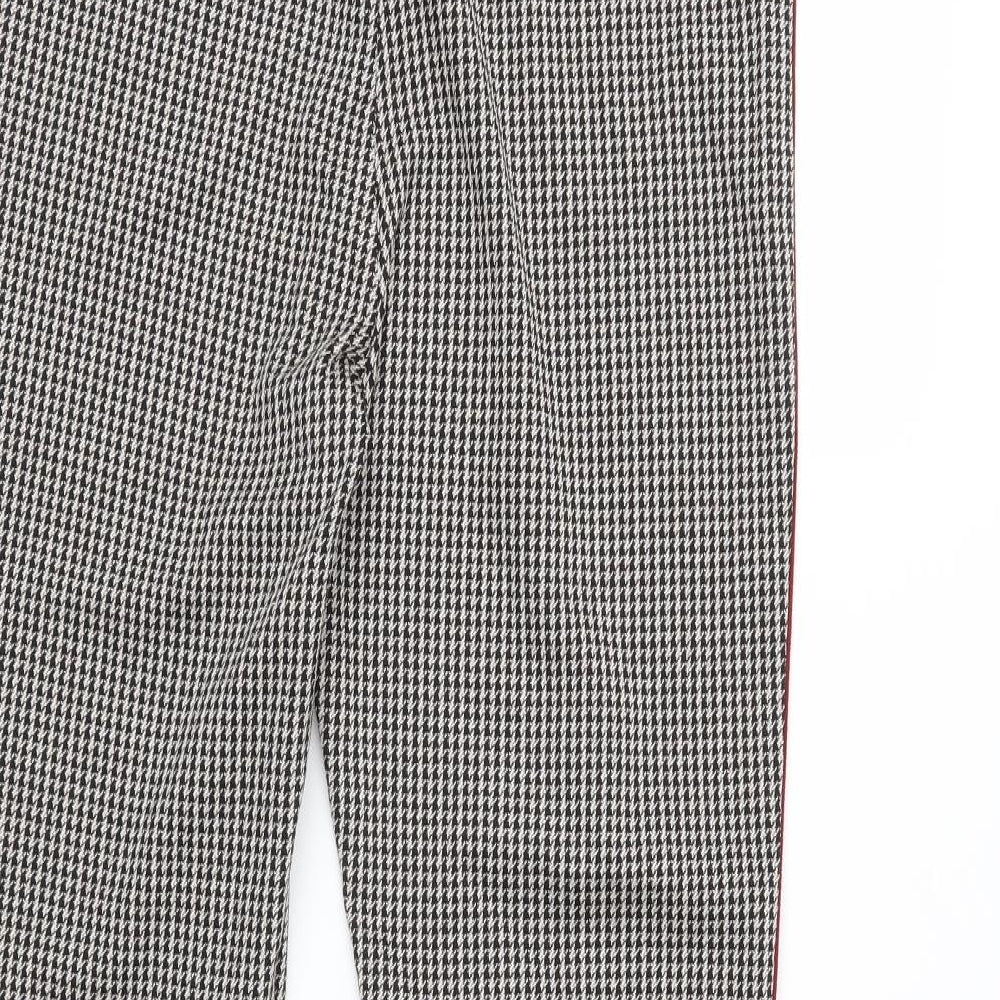 M&S Womens Beige Houndstooth  Cropped Trousers Size 12 L25 in