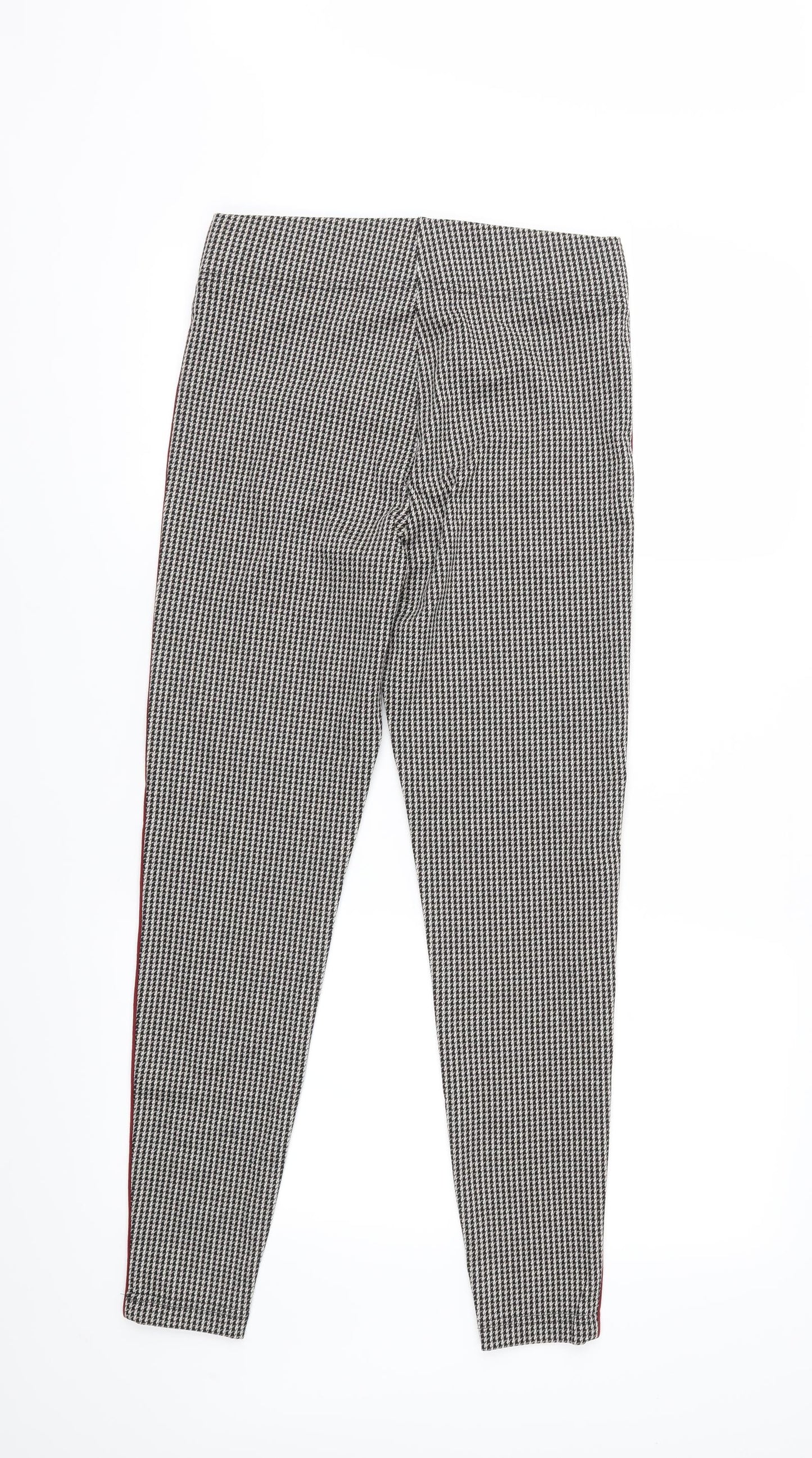 M&S Womens Beige Houndstooth  Cropped Trousers Size 10 L27 in