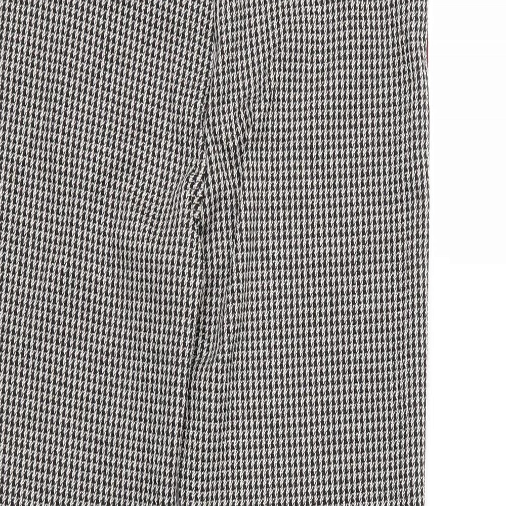 M&S Womens Beige Houndstooth  Cropped Trousers Size 10 L27 in