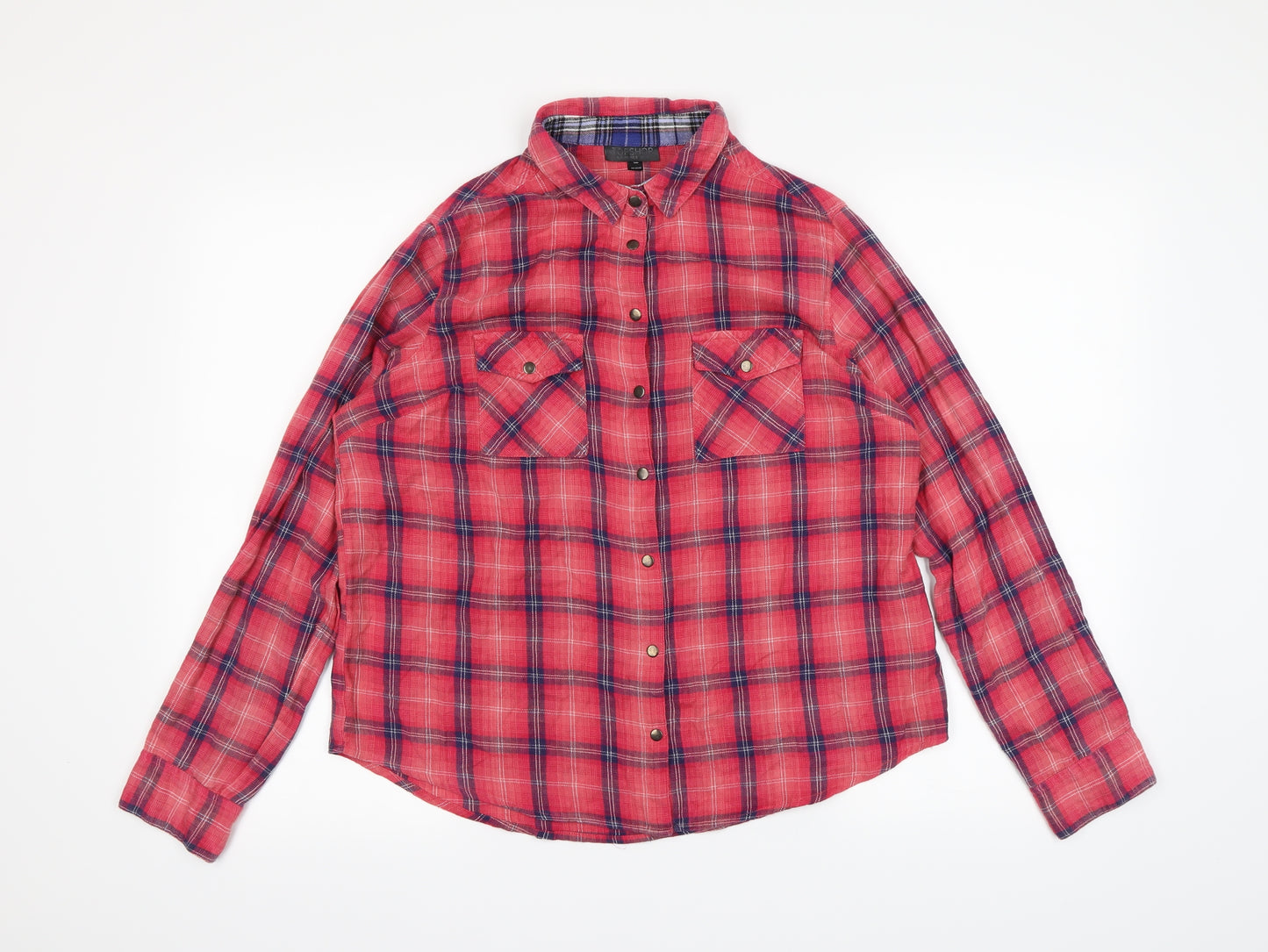 Topshop Womens Red Check  Basic Button-Up Size 12