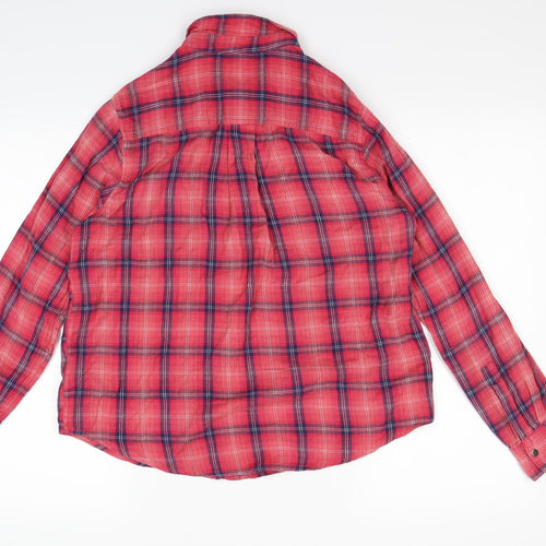 Topshop Womens Red Check  Basic Button-Up Size 12