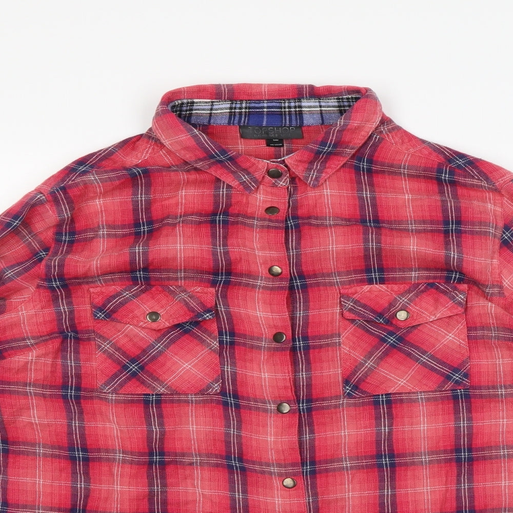 Topshop Womens Red Check  Basic Button-Up Size 12