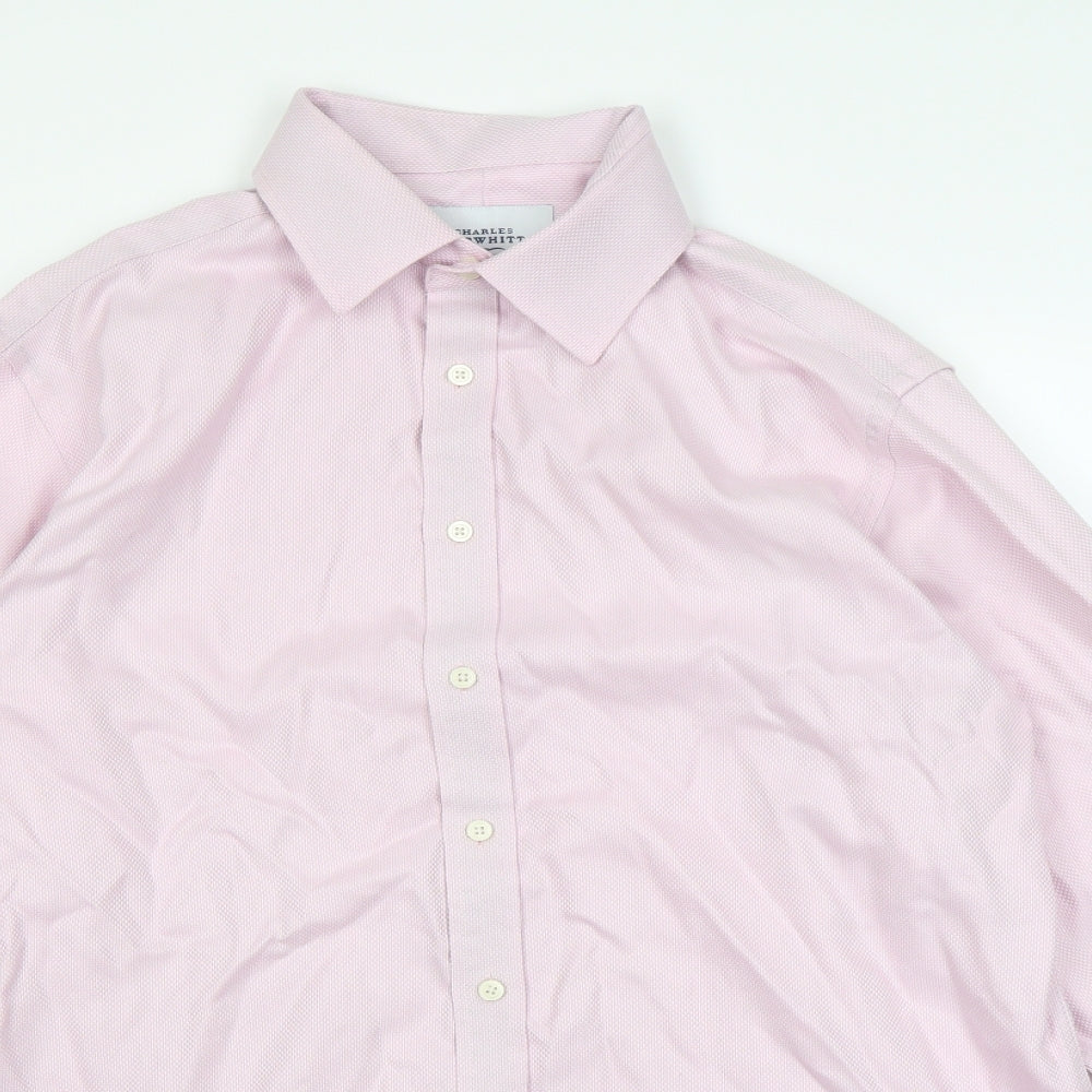 Charles Tyrwhitt Mens Red Striped   Button-Up Size M