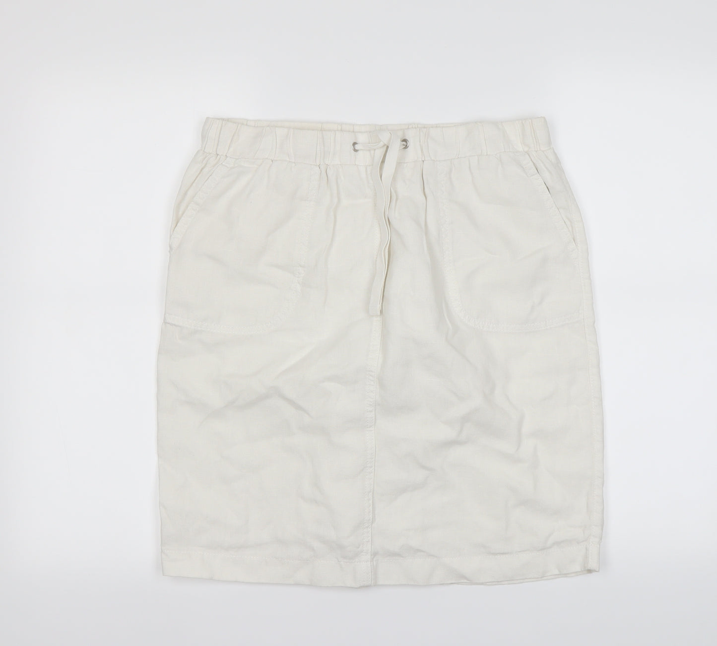 m&s Womens White   Pleated Skirt Size 12
