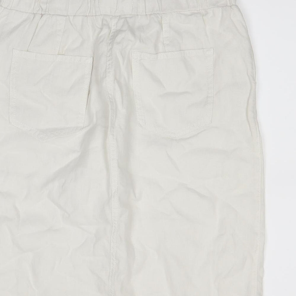 m&s Womens White   Pleated Skirt Size 12