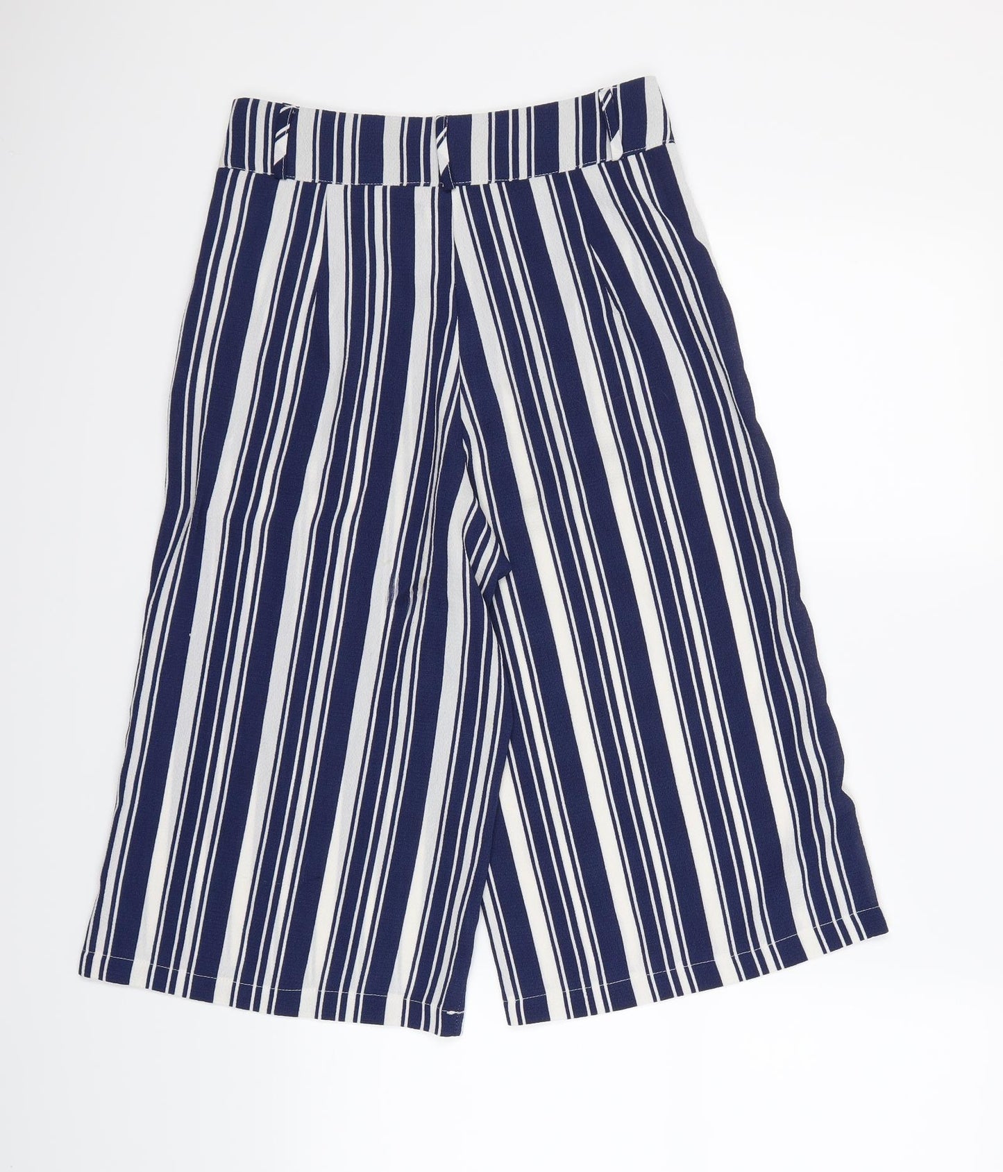 Boohoo Womens Blue Striped  Culotte Shorts Size 8