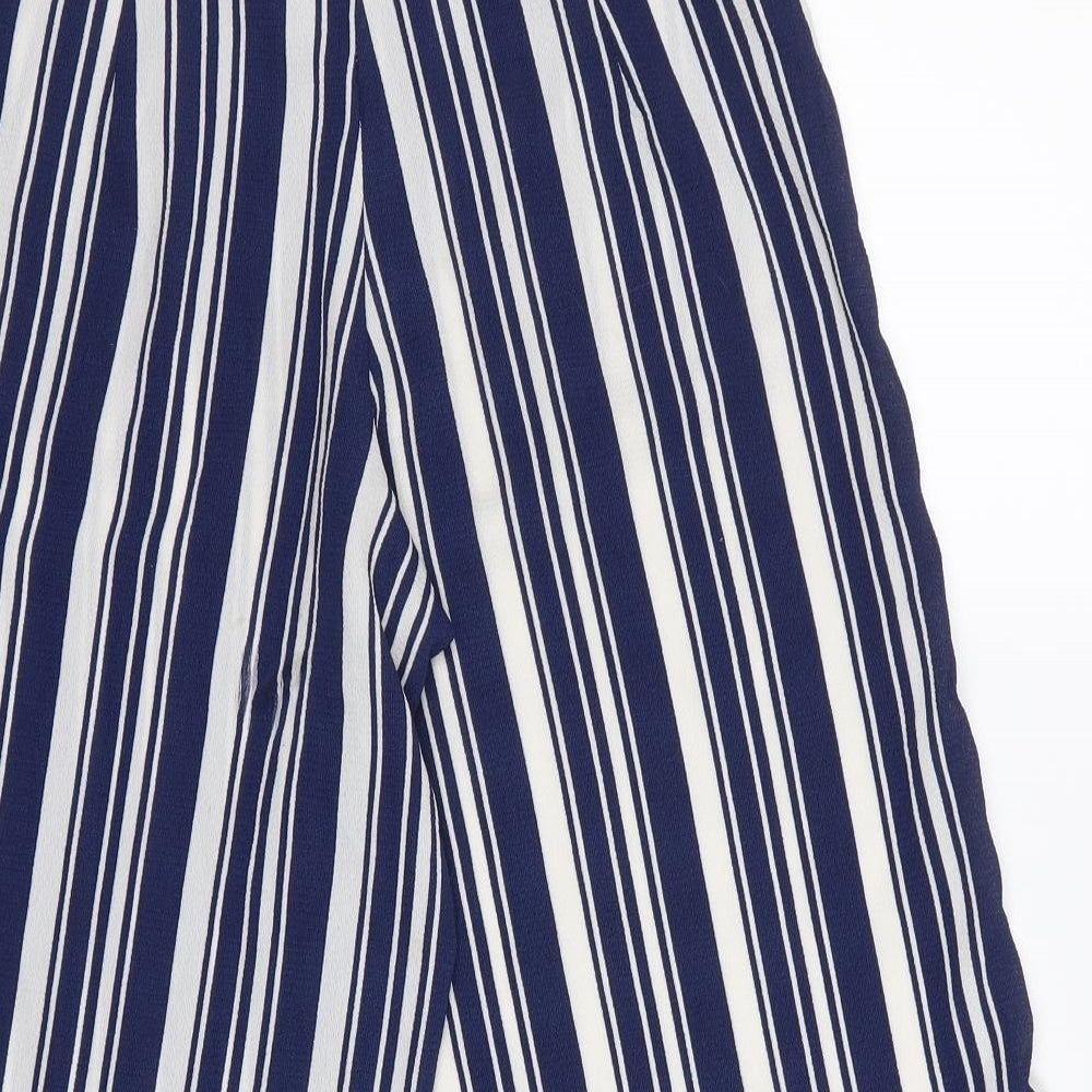 Boohoo Womens Blue Striped  Culotte Shorts Size 8