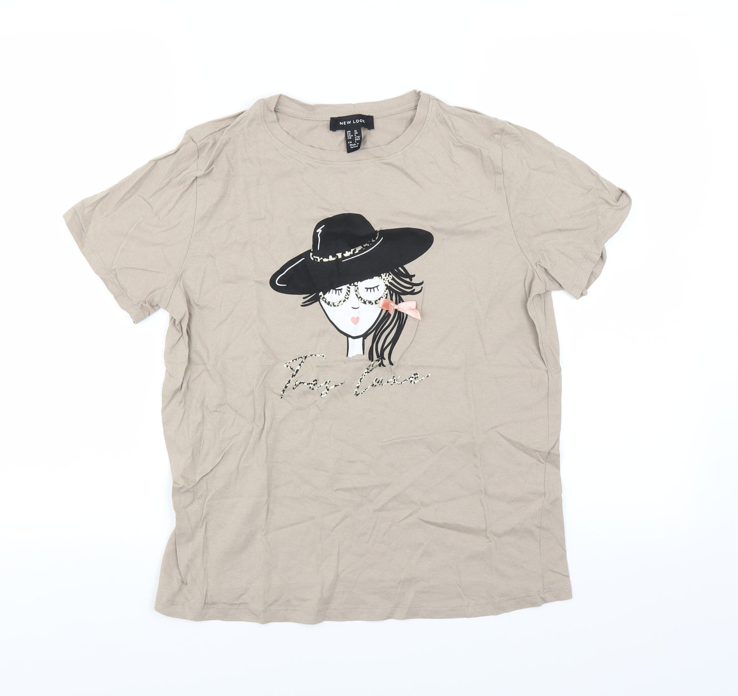 New Look Womens Brown   Basic T-Shirt Size 10  - tres luxe