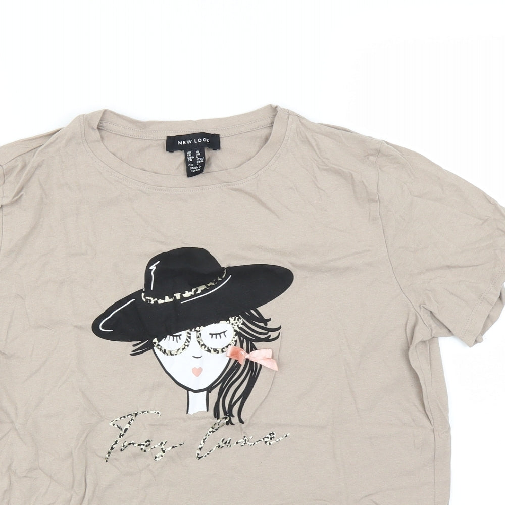New Look Womens Brown   Basic T-Shirt Size 10  - tres luxe