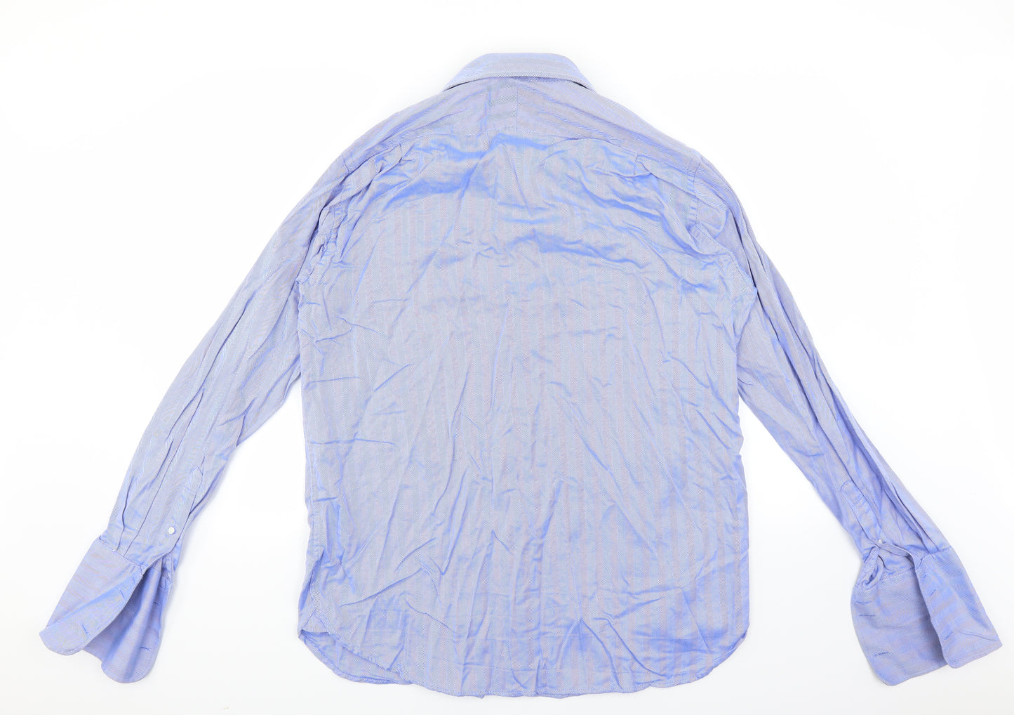 Austin Reed Mens Blue Striped   Dress Shirt Size 17