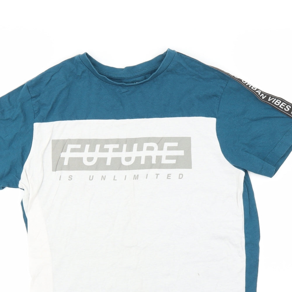 Primark Boys Blue   Basic T-Shirt Size 13-14 Years  - future is unlimited