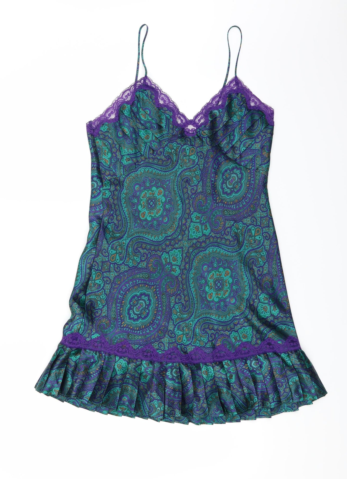 Victoria's Secret Womens Green Paisley  Babydoll Gown Size M