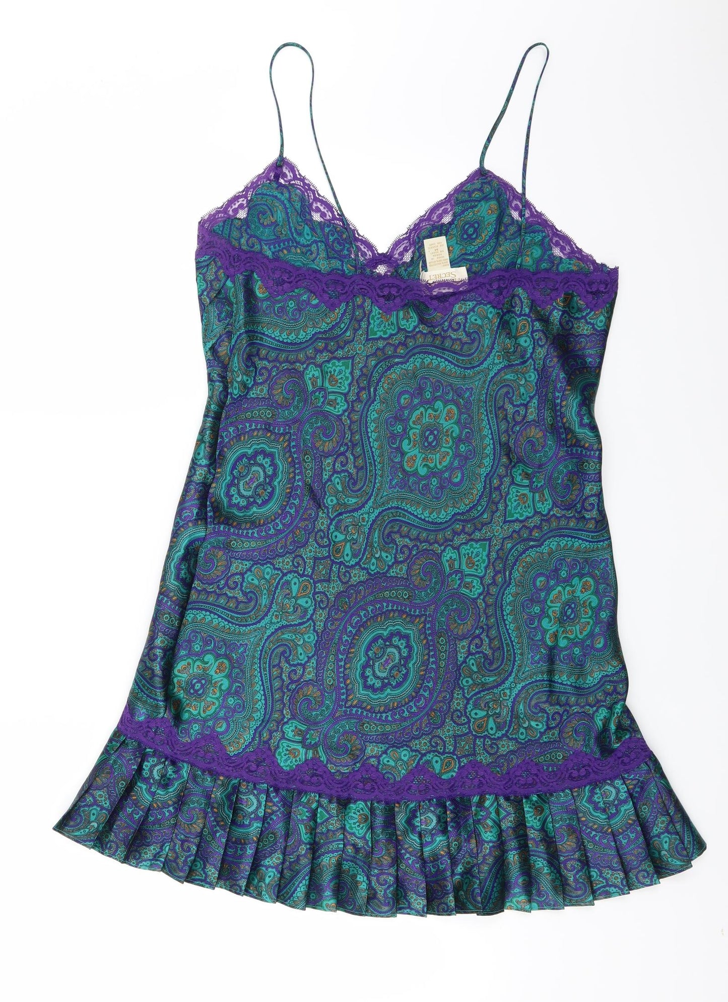 Victoria's Secret Womens Green Paisley  Babydoll Gown Size M
