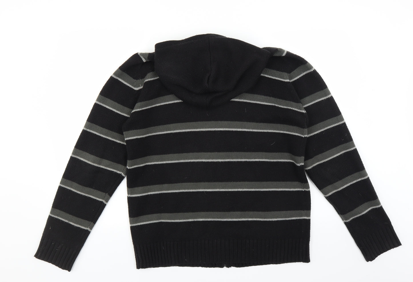 Blue Inc Mens Black Striped  Full Zip Jumper Size L