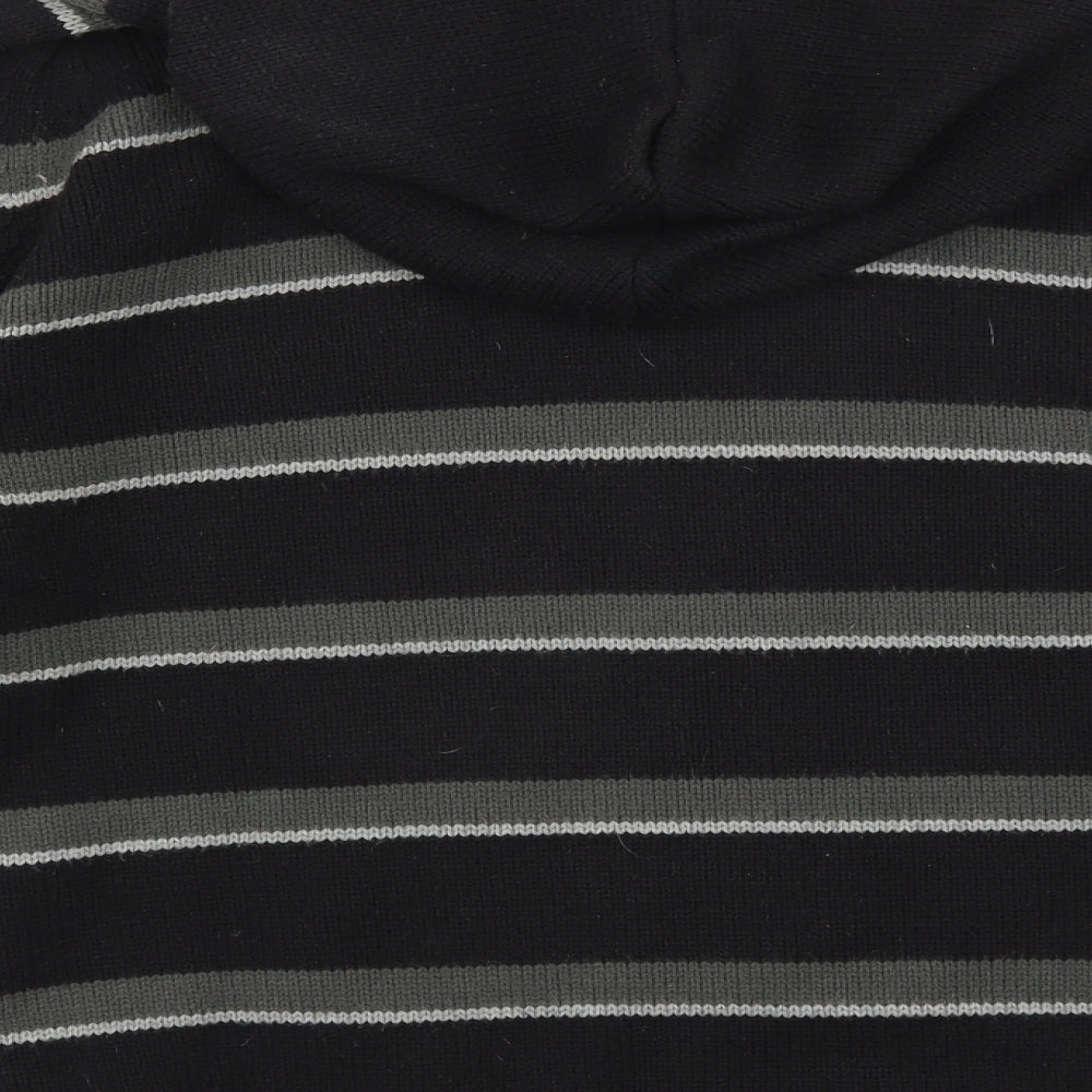 Blue Inc Mens Black Striped  Full Zip Jumper Size L