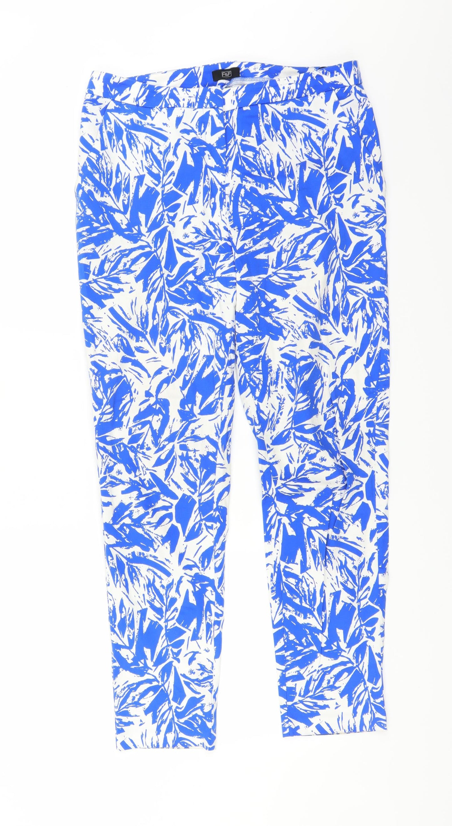 F&F Womens Blue Floral  Trousers  Size 12 L29 in