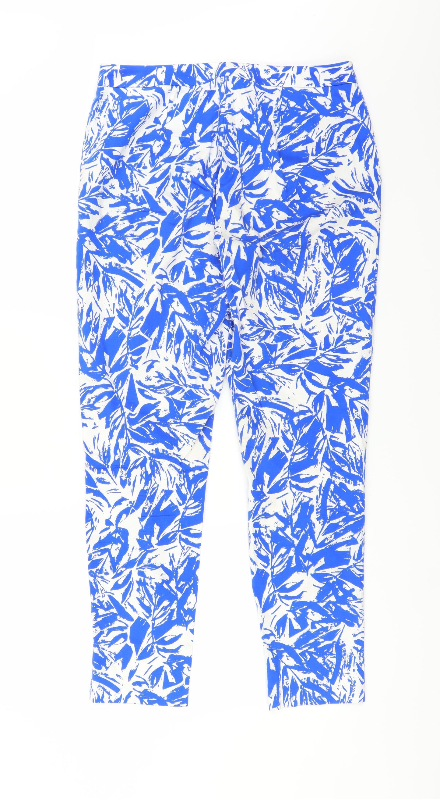 F&F Womens Blue Floral  Trousers  Size 12 L29 in