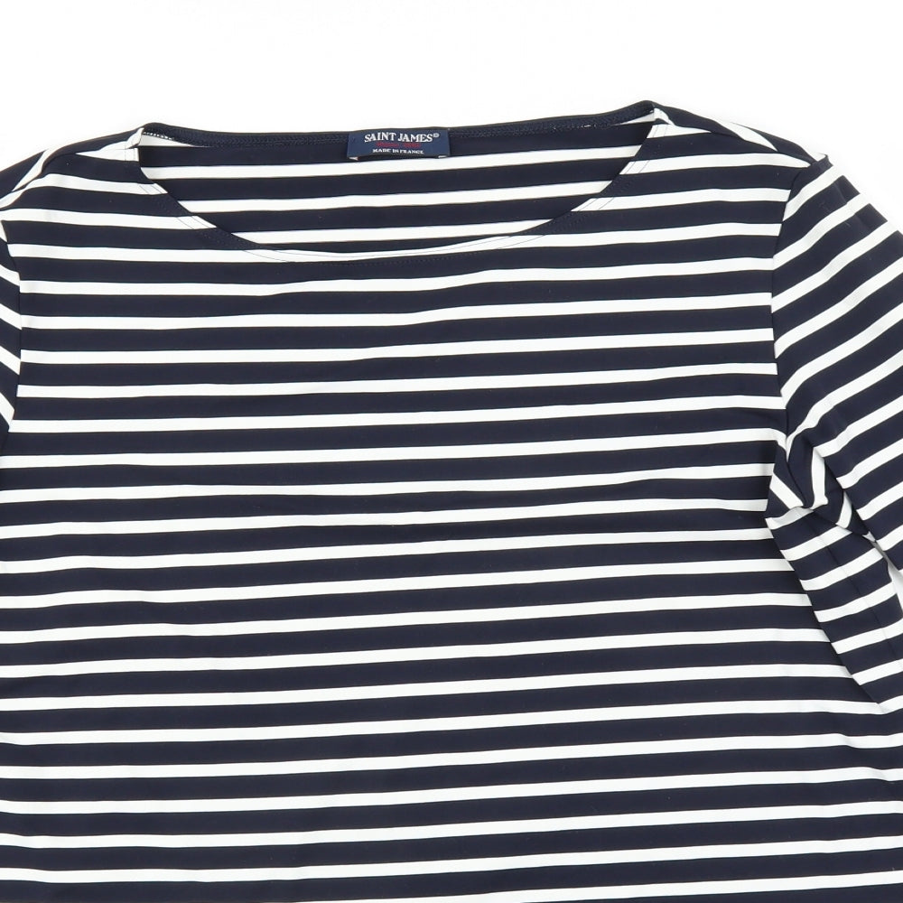 Saint James Womens Blue Striped  Basic T-Shirt Size 14