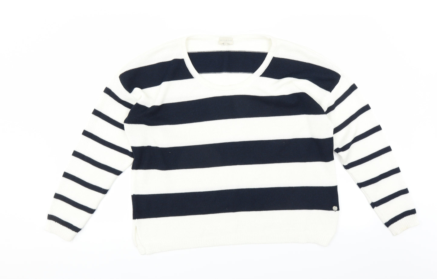 Milano Italy Womens Blue Striped  Pullover Jumper Size M