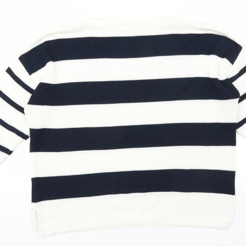 Milano Italy Womens Blue Striped  Pullover Jumper Size M