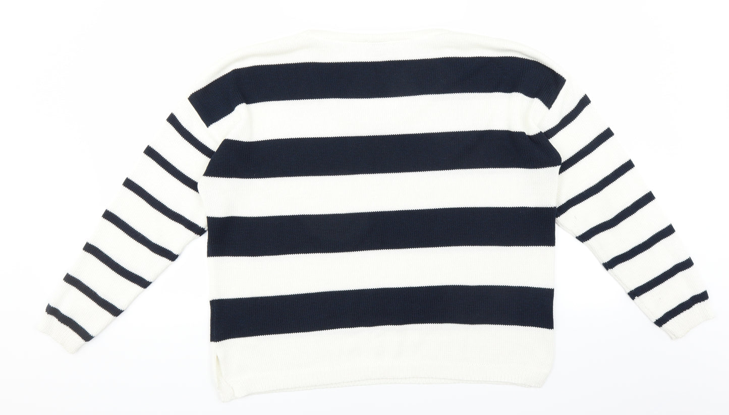 Milano Italy Womens Blue Striped  Pullover Jumper Size M