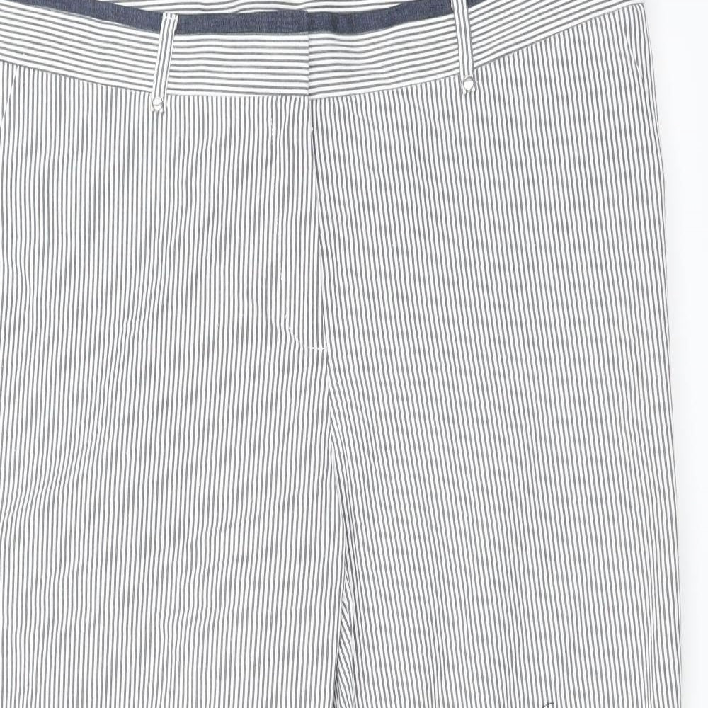 Pinns Womens Blue Striped  Cropped Trousers Size 18 L20 in
