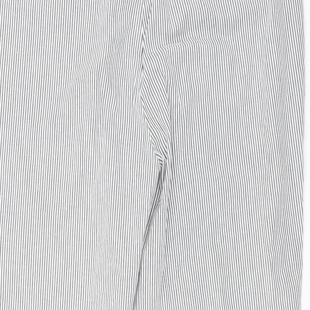 Pinns Womens Blue Striped  Cropped Trousers Size 18 L20 in