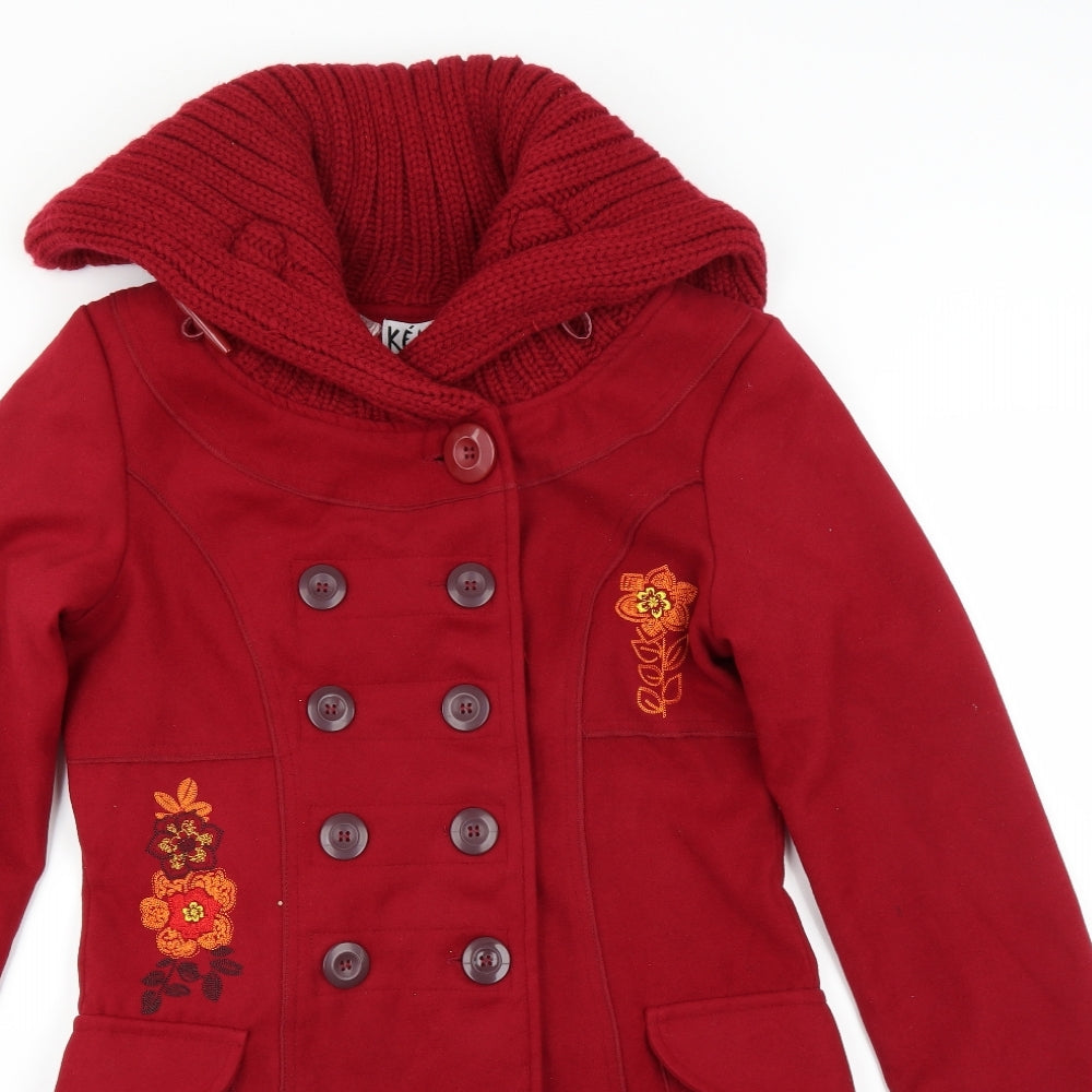 Keawa Womens Red   Jacket Coat Size S  - Floral embroidery