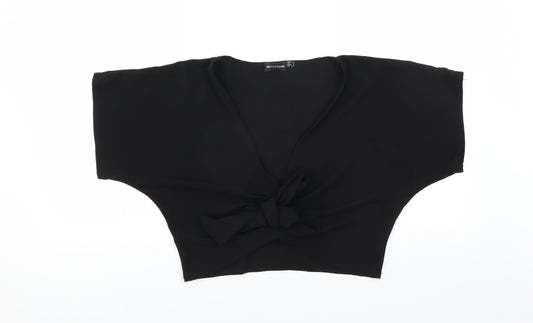 Front view of PRETTYLITTLETHING women’s black basic blouse, size UK 8