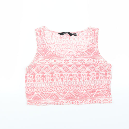 New Look Girls Pink Geometric  Cropped T-Shirt Size 14-15 Years