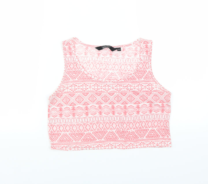 New Look Girls Pink Geometric Cropped T-Shirt Size 14-15 Years