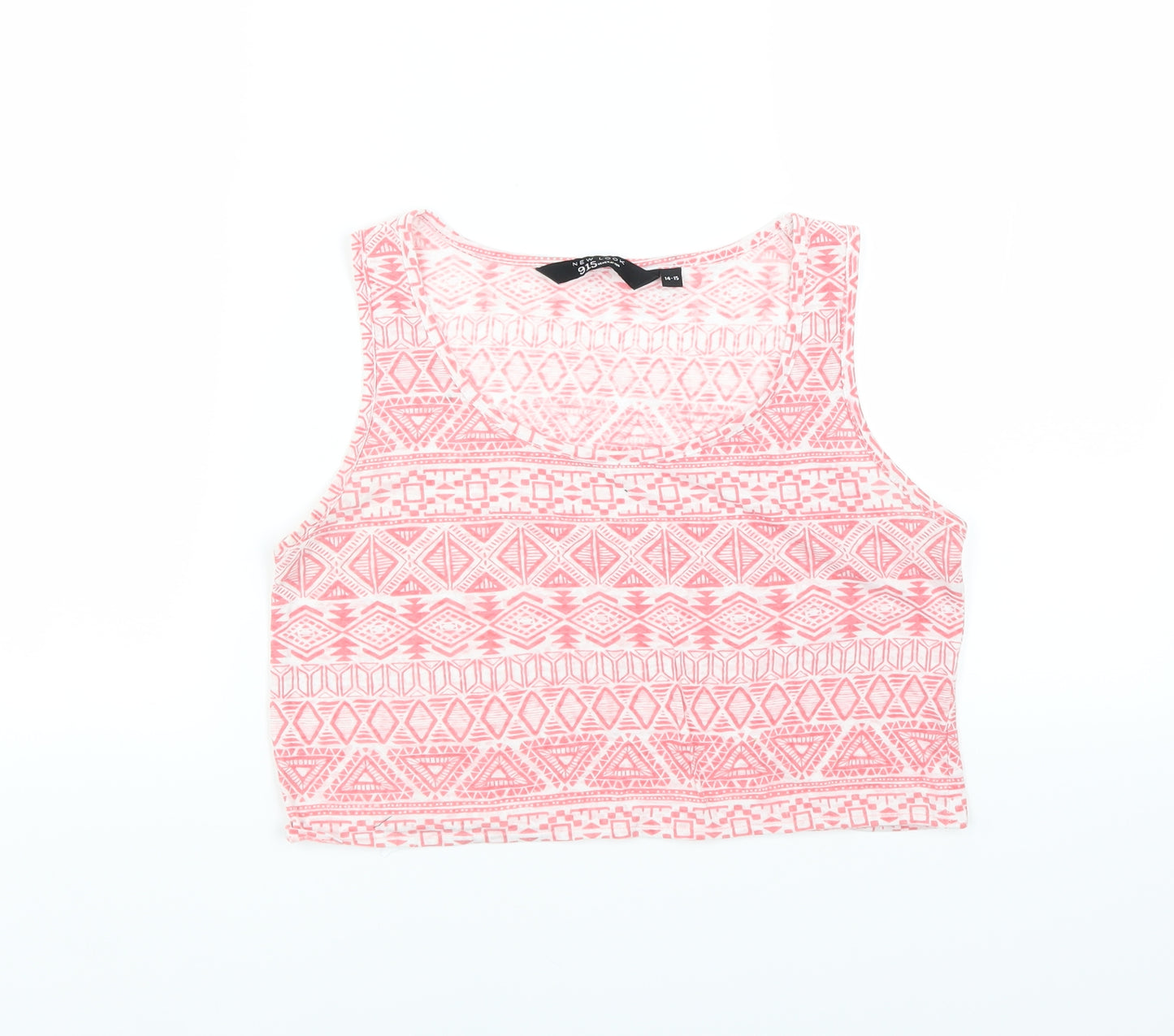 New Look Girls Pink Geometric  Cropped T-Shirt Size 14-15 Years