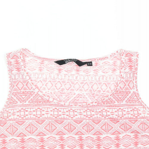 New Look Girls Pink Geometric  Cropped T-Shirt Size 14-15 Years