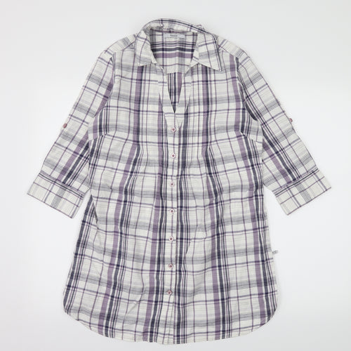 George Womens White Plaid  Basic Button-Up Size 10